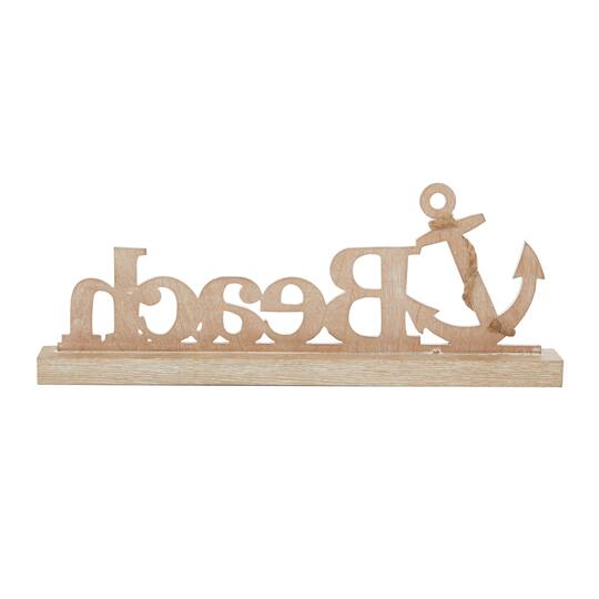 23" Brown Wood Coastal Beach Tabletop Sign